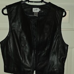 VINTAGE Women's Black Lambskin Leather Vest